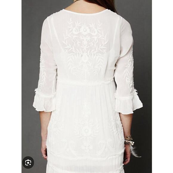 Free People White Romance Embroidered Maxi Size S/P - Picture 3 of 13